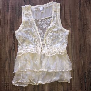 Lace Boho Ethereal Vest Sz. Large IVORY